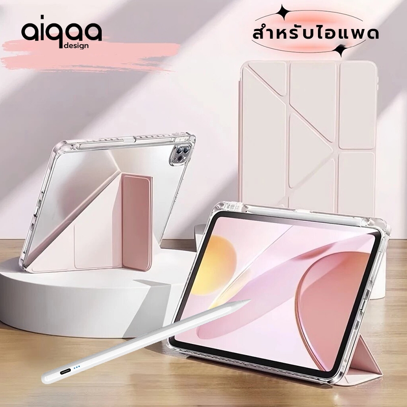 AIQAA สําหรับ iPad Case Air8 7 6 5 4/ M4/M3/M2,12 11 10 9 8 7 6 4gen  Comploade Pencil , Y-Fold & Tri-Fold Stand Protective Case: ตื่นและทนทาน;