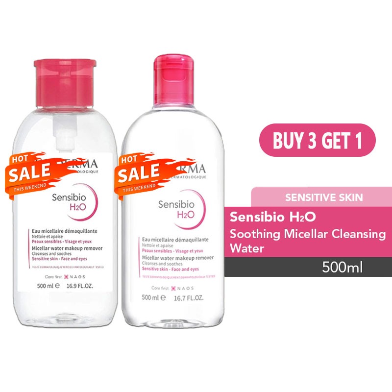 ( ซื้อ 3 แถม 1 ) Bioderma Sensibio H2O ไมเซลล่า คลีนซิ่ง วอเตอร์
