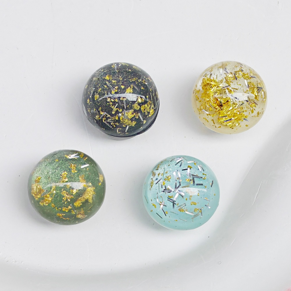 ฟอยล์สีทองทรงกลมพร้อมด้ายสีเงินรองเท้า Charm DIY เล่นเรซิ่น Handmade Patch ตกแต่งรองเท้าชายหาด