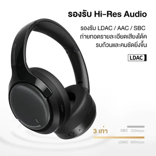 ROSESELSA Cambrian Hi-Res ANC หูฟัง 48dB การตัดเสียงรบกวน LDAC เสียง 100H แบตเตอรี่ Dual อุปกรณ์โหมดเกม Latency ต่ํา 5-Mic ENC Memory Foam Cushions 2 ปี