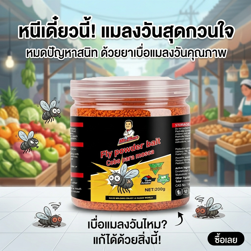 ไม่เหลือแมลงวัน SG ผงฆ่าแมลงวัน กำจัดแมลงวัน ผงไข่เน่า ผงกำจัดแมลงวัน 200g ฆ่าได้เร็ว ใช้งานง่าย