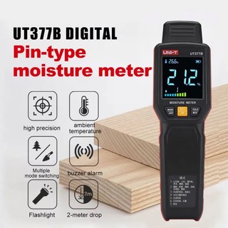 UNI-T UT377B Pin Moisture Meter เครื่องวัดความชื้นไม้และอาคารการวัดวัสดุ Timber Damp Detector ไฟฉาย LED