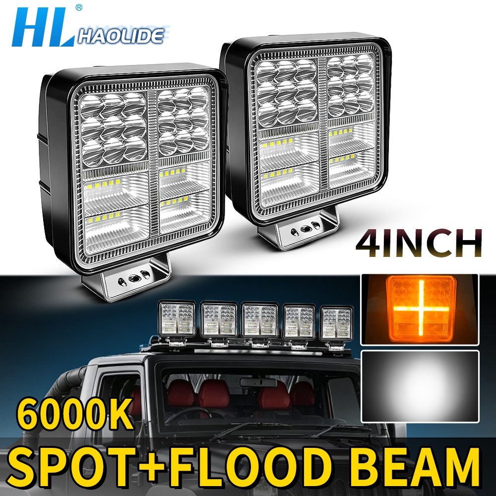 4INCH 120W ไฟ LED ทํางานบาร์น้ําท่วมจุด Amber DRL 6500K สีขาวขับรถโคมไฟสําหรับรถบรรทุกรถแทรกเตอร์ Ex