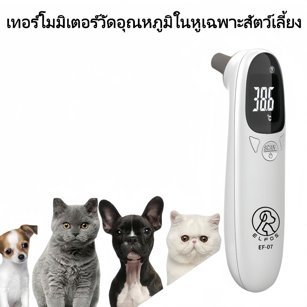 เทอร์โมมิเตอร์วัดไข้สัตว์เลี้ยง อินฟราเรด สำหรับแมวและสุนัข วัดอุณหภูมิในหูได้ใน 1 วินาที