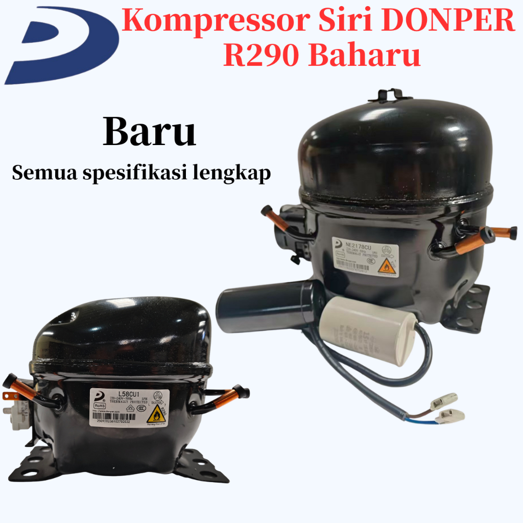 Original DONPER R290 เครื่องทําความเย็นคอมเพรสเซอร์ 220-240V 50Hz สําหรับตู้เย็น & Commercial Cooler