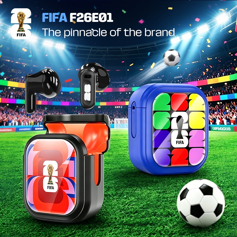 [FIFA Official Licensed]FIFA F26E01 หูฟังบลูทูธ การแปลด้วย AI รองรับการแปลคำบรรยาย มาพร้อมหน้าจอ LCD แบบมัลติฟังก์ชัน หูฟังไร้สาย Earbuds