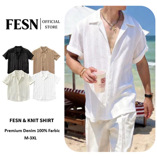 เสื้อเชิ้ตผู้ชายแขนสั้น ทรงคิวบา ผ้าถักลายฉลุ โปร่งระบายอากาศ เย็นสบาย สไตล์แฟชั่นฤดูร้อน