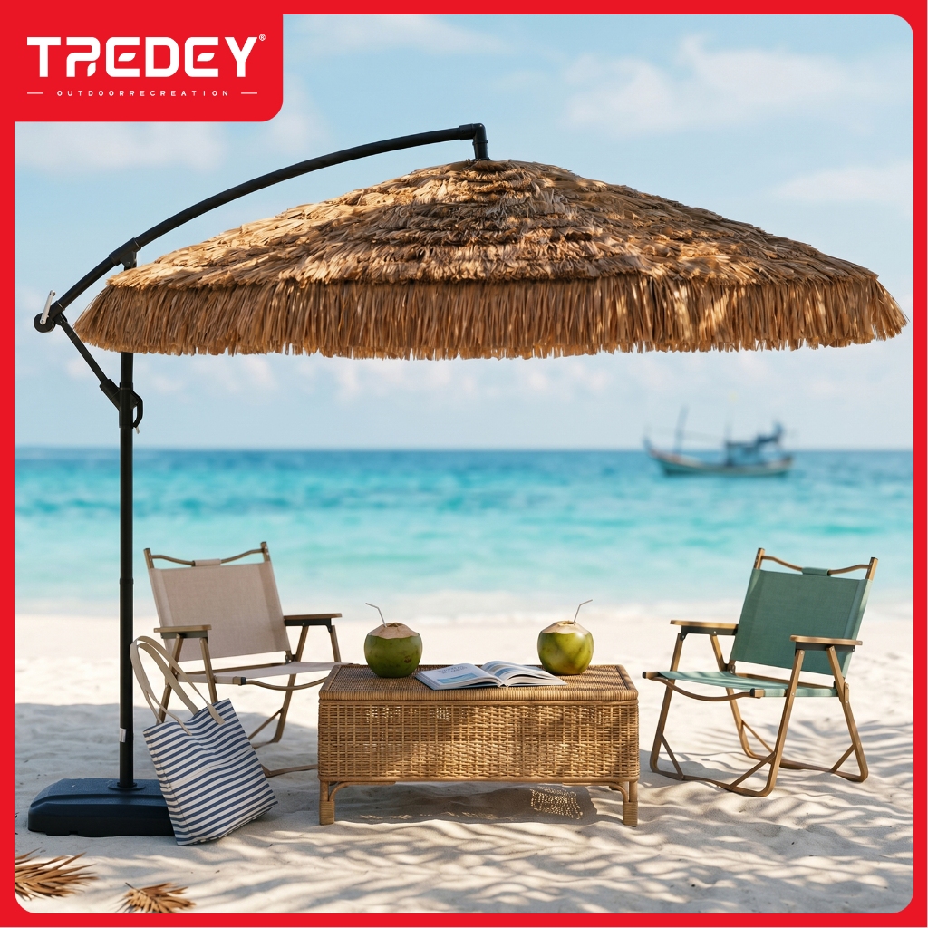 TREDEY กระโปรงหญ้า Courtyard ร่มสวนกลางแจ้ง Lmitation of straw Patio ร่ม
