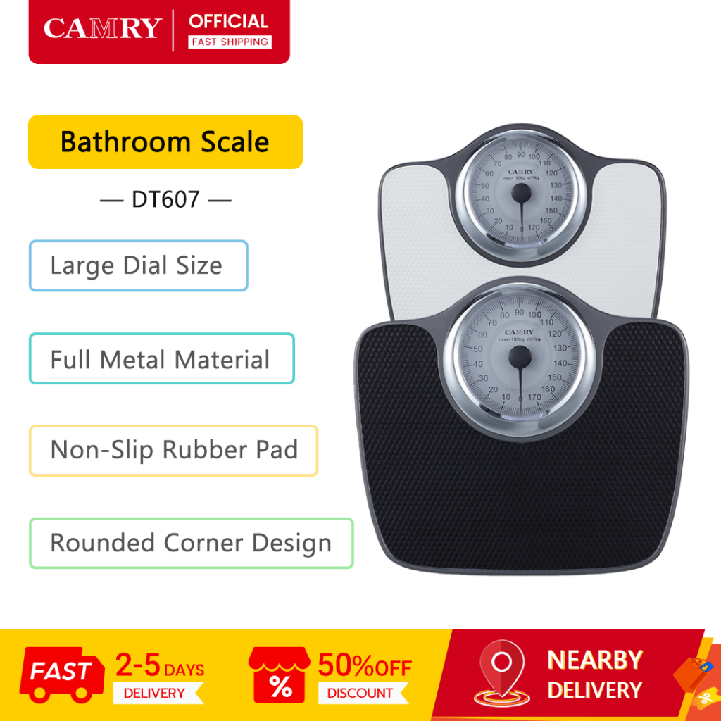Camry Mechanical Bathroom Scale DT607 Max ความจุ 180KG Large Dial Anti Slip Pads Mechanical Scale
