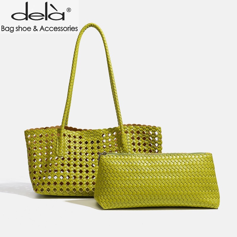 Dela Luxury 2026 New Vacation Basket Bag Fashion Hollow Shoulder Underarm Mother Tote Bag
