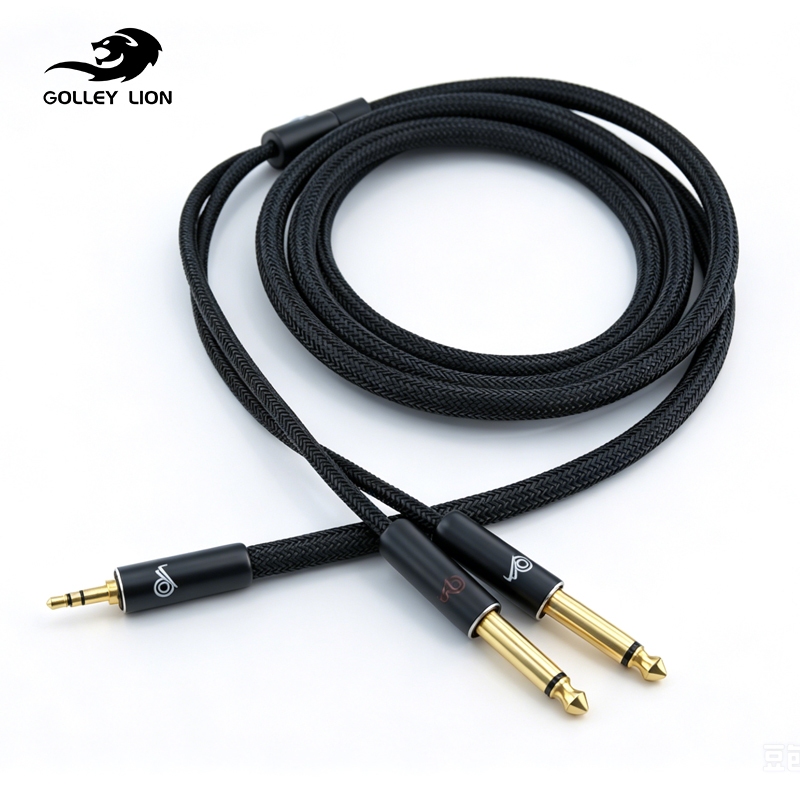 GOLLEY LION 1/8 นิ้ว TRS สเตอริโอคู่ 1/4 นิ้ว TS Mono Y-Splitter สาย 3.5 มม. Aux สเตอริโอ Breakout สายเส้นทางสายไฟพร้อมตัวนําทองแดง C