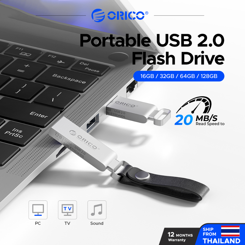 ORICO 16GB USB 2.0 แฟลชไดรฟ์ Mini Portable Memory Stick w/ Lanyard สําหรับพีซี/เครื่องเสียงรถยนต์/เครื่องพิมพ์ (U202)