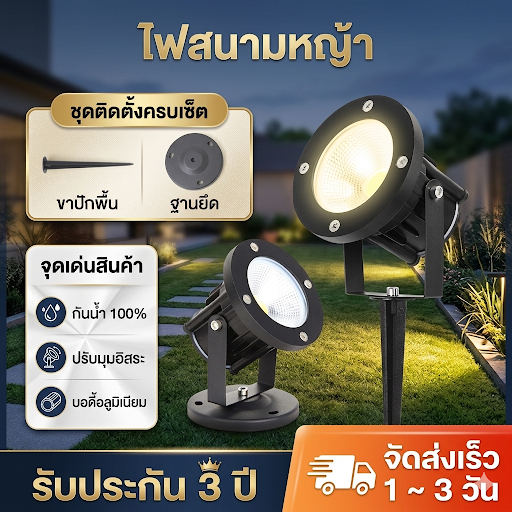 CANMEIJIA ไฟสนามหญ้า LED กลางแจ้ง Super Bright, กันน้ำป้องกันการกัดกร่อน IP65 สวนกลางแจ้งติดตั้งแรงดันไฟฟ้า 110 - 220 โวลต์