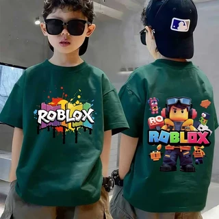 NASA เสื้อยืดเด็กแขนสั้น Roblox เสื้อเด็กผู้ชาย ผ้าฝ้าย 100% นุ่มสบาย ระบายอากาศดี สำหรับเด็กอายุ 1-12 ปี