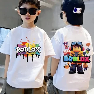 NASA เสื้อยืดเด็กแขนสั้น Roblox เสื้อเด็กผู้ชาย ผ้าฝ้าย 100% นุ่มสบาย ระบายอากาศดี สำหรับเด็กอายุ 1-12 ปี