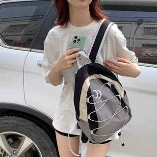 กระเป๋าเป้นักเรียน กระเป๋าเป้ความจุขนาดใหญ่ วัสดุไนลอนกันน้ำ เรียบง่ายและมีสไตล์