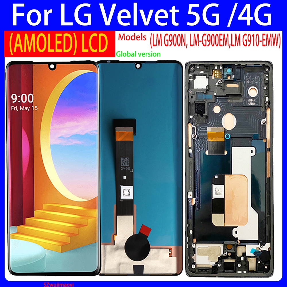 6.8 "Original AMOLED สําหรับ LG กํามะหยี่ 5G LM G900N LM-G900EM จอแสดงผล LCD หน้าจอสัมผัสสําหรับ LG 