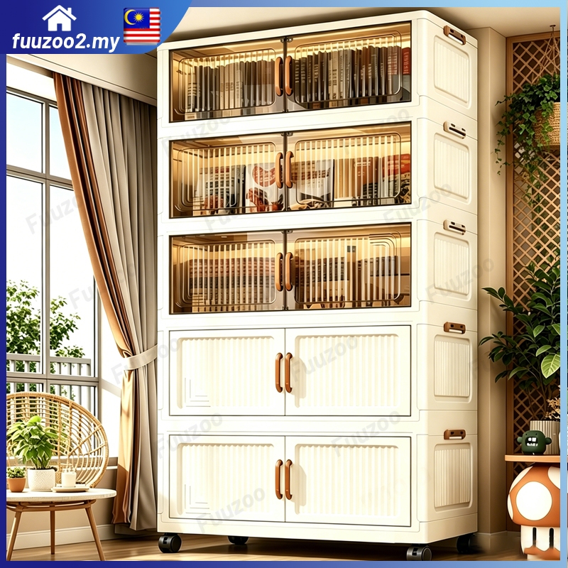 60-78 Gap Storage Organizer ประตูแม่เหล็กตู้เก็บของพับได้ Double Doors Storage Box Stackable