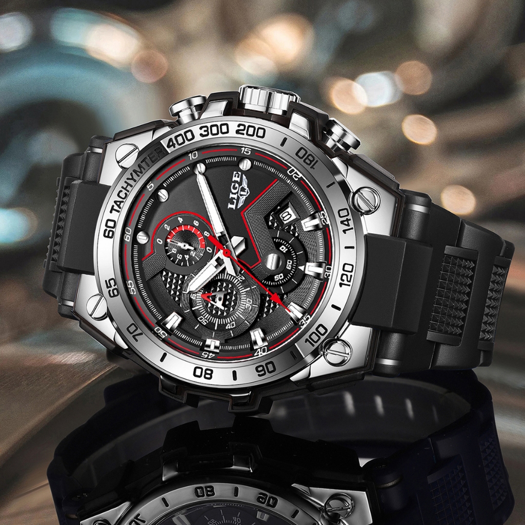 LIGE 89205 Mens Quartz Watch Stylish High-Quality Sports Leisure Gifts