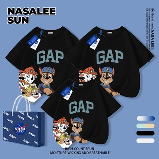 🚚 ส่งวันนี้! เสื้อครอบครัว NASA สีฟ้า ผ้าคอตตอนใส่สบาย ทรงหลวม ลายน่ารัก เหมาะไปเที่ยวทั้งครอบครัว แขนสั้น