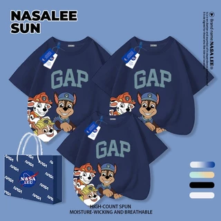 🚚 ส่งวันนี้! เสื้อครอบครัว NASA สีฟ้า ผ้าคอตตอนใส่สบาย ทรงหลวม ลายน่ารัก เหมาะไปเที่ยวทั้งครอบครัว แขนสั้น