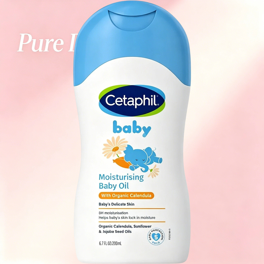 Cetaphil Baby Organic Calendula Moisturising Oil 200mL, น้ํามันนวดให้ความชุ่มชื้น 8H สําหรับทารกแรกเ