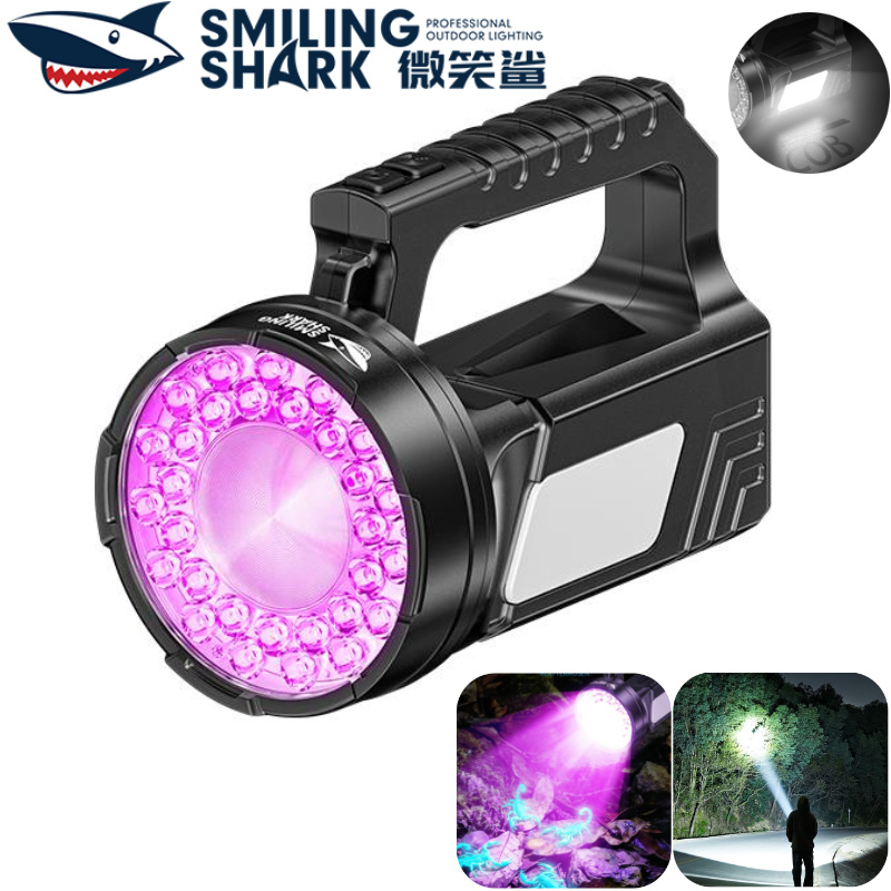 SMILING SHARK ST5231 LED ไฟฉาย Lumen แสง UV 365nm แสงสีม่วงค้นหา 7 โหมด COB ไฟด้านข้าง Type-c ชาร์จกันน้ํากลางแจ้ง