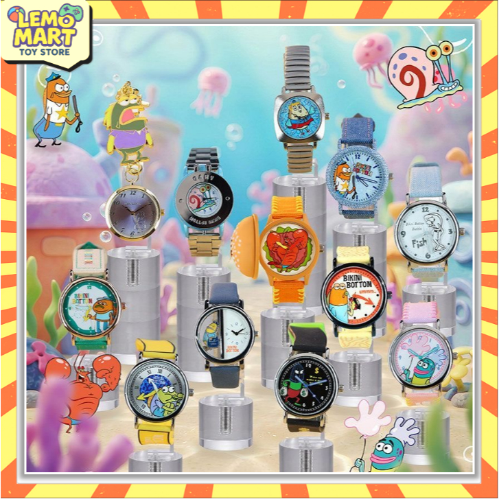 ของแท้ SpongeBob BIKINI ด้านล่าง Fish Series นาฬิกากล่องตาบอดการ์ตูน Creative นาฬิกาแกะกล่องยืนยัน