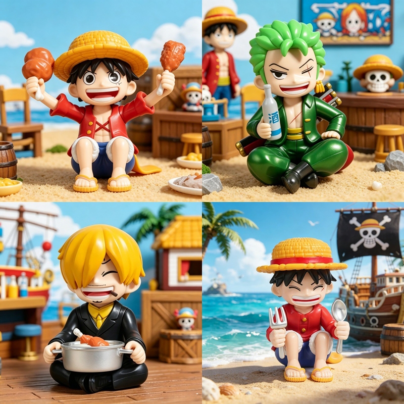 12 สไตล์ 11 ซม.ญี่ปุ่นอะนิเมะ One Piece ตําแหน่งนั่ง Gourmet Series รูป Luffy Zoro Sanji Ace Yamato รุ่น Q ตุ๊กตาของเล่น PVC Action Figures รุ่น