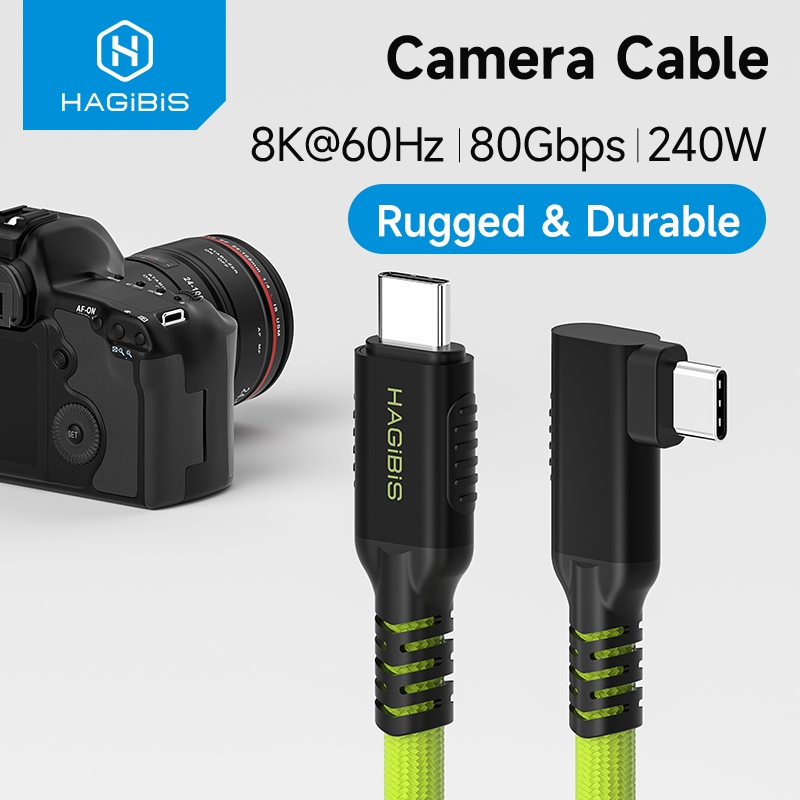Hagibis สายเชื่อมต่อกล้อง USB-C USB C มุมขวาสาย Tethering Fast Data Transfer และ Live Preview สําหรับ Canon Nikon Sony