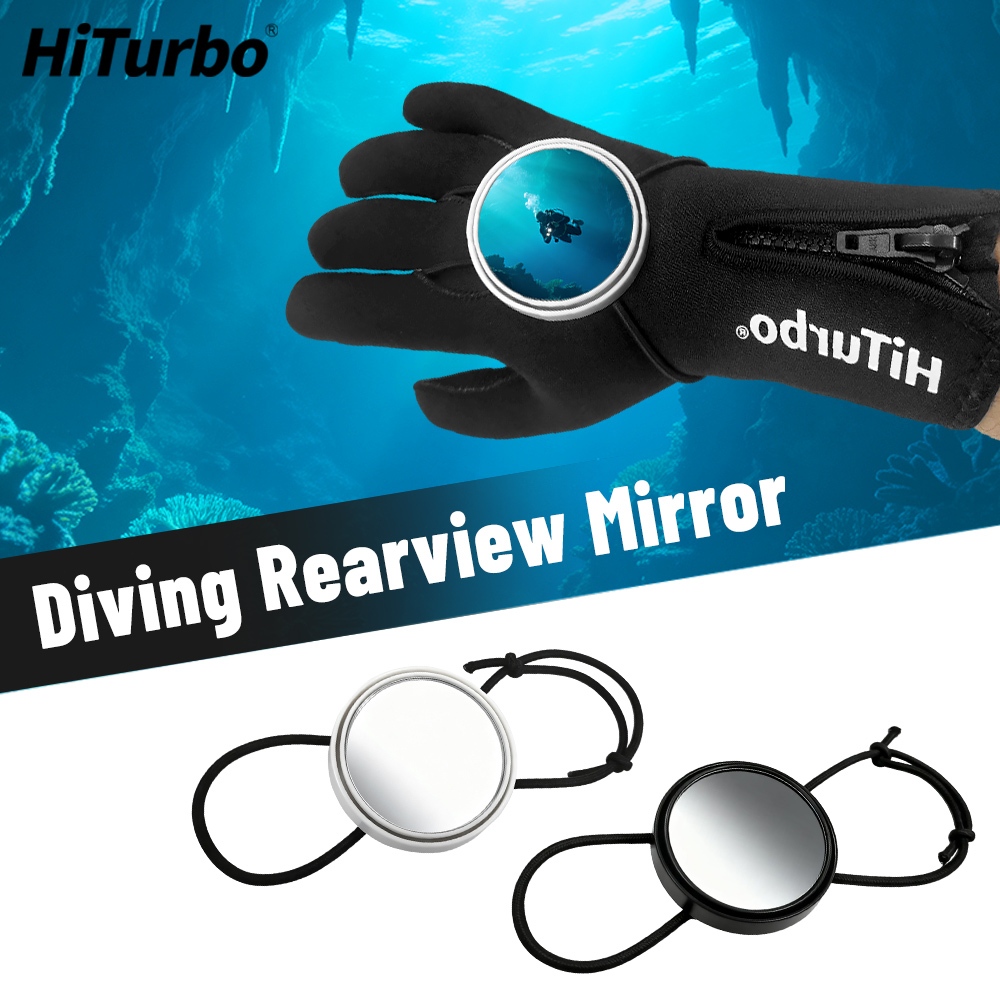 HiTurbo Dive กระจกมองหลังมุมกว้าง Anti-Lost Safety Scuba Accessory