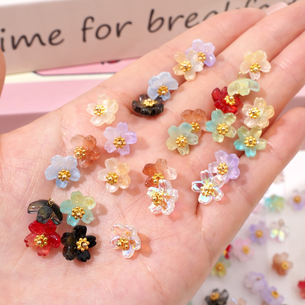 [10 มม.] สร้อยข้อมือจี้ดอกซากุระสองสีอุปกรณ์เสริมโซ่ลูกปัด ทําเอง ประณีตทําด้วยมือ