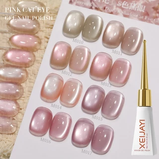 XEIJAYI 10ml-Super Bright Light Pink Cherry Blossom Cat Eye Gel ยาทาเล็บ 8 สีชุดเหมาะสําหรับทุกสีผิว