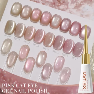 XEIJAYI 10ml-Super Bright Light Pink Cherry Blossom Cat Eye Gel ยาทาเล็บ 8 สีชุดเหมาะสําหรับทุกสีผิว