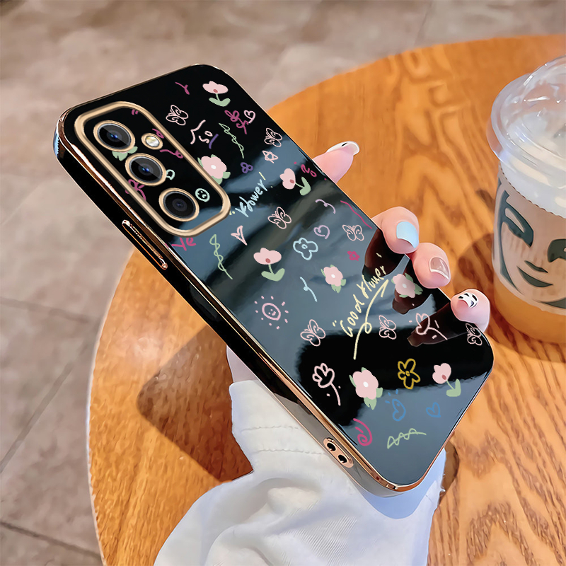 Samsung Galaxy A57 A37 A27 A17 5G Samsung A07 Beauty Flower Cover Glossy Square Casing Plating Silic