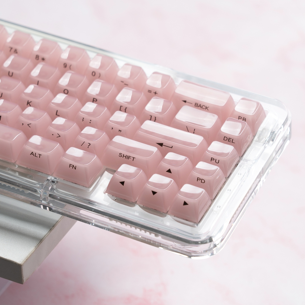 115 คีย์ Jelly Milky สีชมพูด้านข้างพิมพ์ Keycaps ชุด MDA โปรไฟล์สําหรับ 61/68/84/87/98/100 Cherry Gateron MX คีย์บอร์ดเครื่องกล