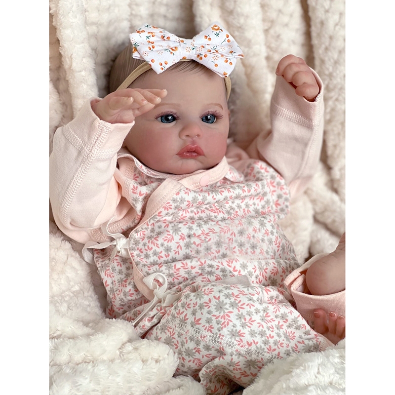 Reborn Meadow 18 นิ้ว Reborn ตุ๊กตาเด็ก Hand draw ผมนุ่มเหมือนจริงทารกแรกเกิดตุ๊กตา 3D Skin Tone Col
