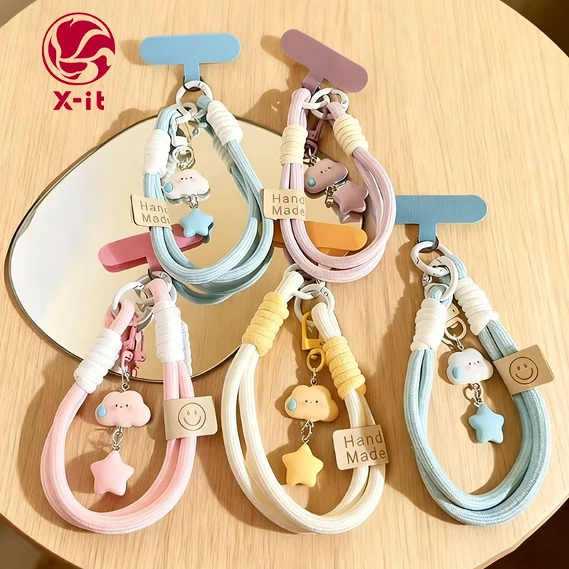 X-มัน เชือกเส้นเล็กโทรศัพท์สายคล้องข้อมือมินิมอลป้องกันการหล่นรวมแท็บโทรศัพท์ 1 แบบ (การจับคู่ไนล่อน)