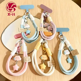 X-มัน เชือกเส้นเล็กโทรศัพท์สายคล้องข้อมือมินิมอลป้องกันการหล่นรวมแท็บโทรศัพท์ 1 แบบ (การจับคู่ไนล่อน)