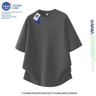 NASA เสื้อยืดชายหญิงแขนสั้น สไตล์ลำลอง summer Blank T-shirt คอกลม ยับยากไม่ต้องรีด หลวมและระบายอากาศ
