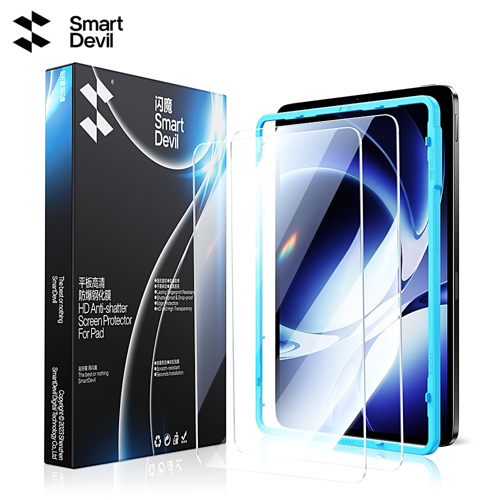 SmartDevil กระจกนิรภัยสําหรับ Redmi Pad SE/K Pad/Pad2/Pad2 Pro/Pad2 SE/PadPro เต็มหน้าจอครอบคลุมไม่มีขอบสีขาวป้องกันลายนิ้วมือ Drop Proof