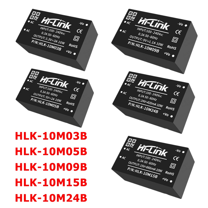 HLK-10M03B 10M05B 10M09B 10M15B 10M24B AC-DC 10W 220V ถึง 3.3V 5V 9V 15V 24V แยกเดี่ยวเอาต์พุตกว้างอ