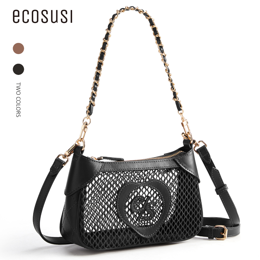 ECOSUSI กระเป๋าหนังตาข่ายกระเป๋าสะพายกระเป๋าถือแฟชั่นหรูหราพร้อมสายรัดคู่สําหรับแม่เดทช้อปปิ้ง