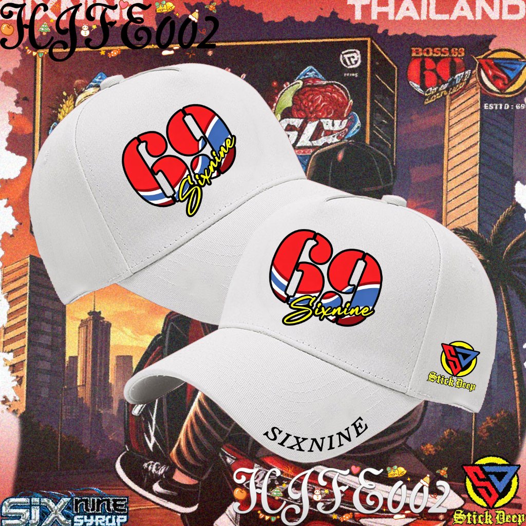 SIXNINE BOSS Thailand cap 69 พิมพ์ลายโลโก้ กันแดด กันลม หมวก Outdoor hat Unisex#02