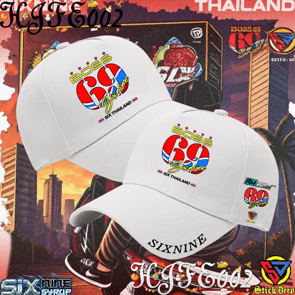 SIXNINE BOSS Thailand cap 69 พิมพ์ลายโลโก้ กันแดด กันลม หมวก Outdoor hat Unisex#03
