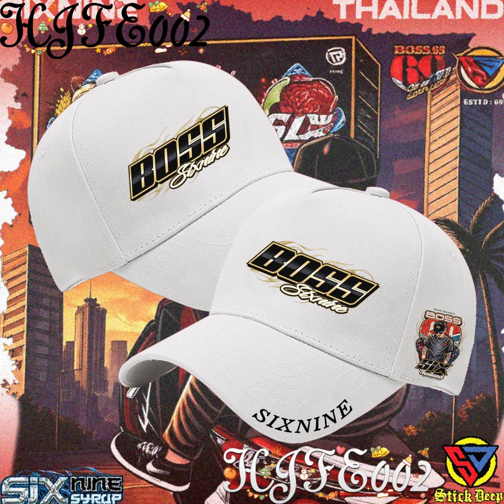 SIXNINE BOSS Thailand cap 69 พิมพ์ลายโลโก้ กันแดด กันลม หมวก Outdoor hat Unisex#06