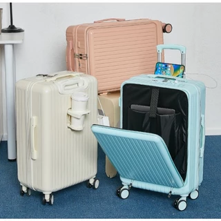 [พร้อมส่งในไทย] กระเป๋าเดินทางเปิดฝาหน้า พร้อมซิบขยายข้าง ซิป 2ชั้น กระเป๋าเดินทางล้อลาก 20/26 นิ้ว