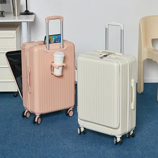 [พร้อมส่งในไทย] กระเป๋าเดินทางเปิดฝาหน้า พร้อมซิบขยายข้าง ซิป 2ชั้น กระเป๋าเดินทางล้อลาก 20/26 นิ้ว