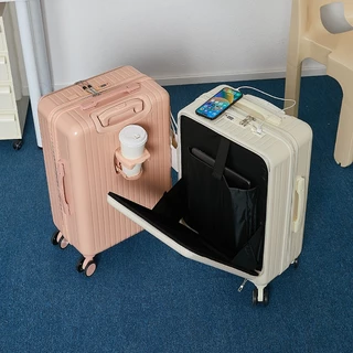 [พร้อมส่งในไทย] กระเป๋าเดินทางเปิดฝาหน้า พร้อมซิบขยายข้าง ซิป 2ชั้น กระเป๋าเดินทางล้อลาก 20/26 นิ้ว