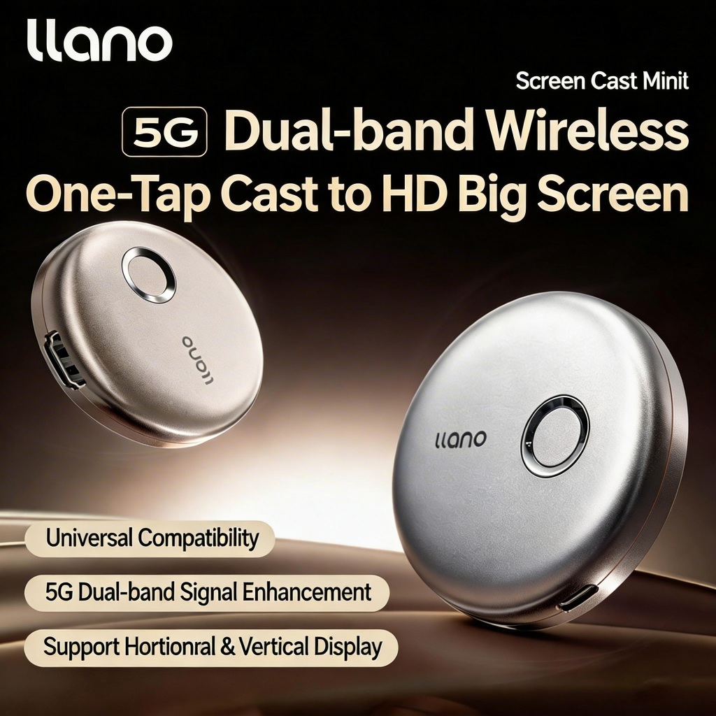 LLANO T1 5G Dual-Band Wireless Screen Projector, Streaming Media Video/Audio/File HDMI Wireless Extender จากแล็ปท็อป, PC,สมาร์ทโฟนไปยัง HDTV Projector Monitor, 1080P@30Hz